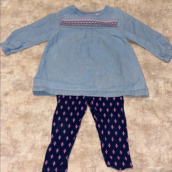 Carter's Other - Carters Blue Tunic with Patterned Leggings